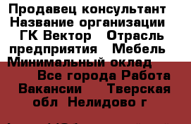 Продавец-консультант › Название организации ­ ГК Вектор › Отрасль предприятия ­ Мебель › Минимальный оклад ­ 15 000 - Все города Работа » Вакансии   . Тверская обл.,Нелидово г.
